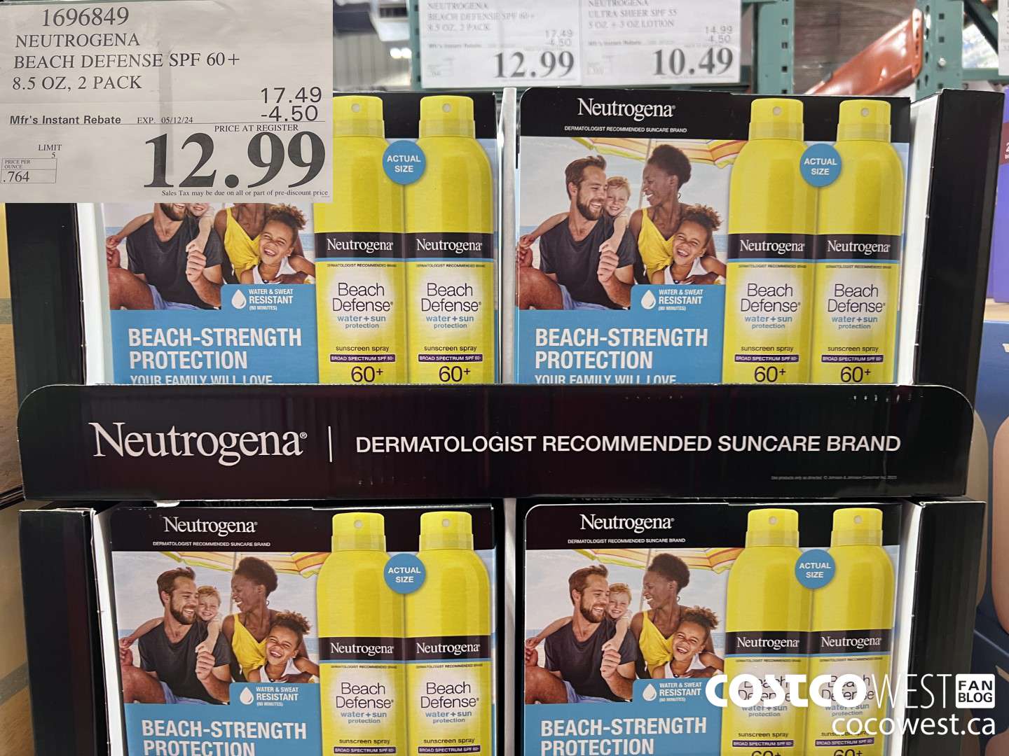 1696849 NEUTROGENA BEACH DEFENSE SPF 60+ 8.5 OZ, 2 PACK ($4.50 INSTANT SAVINGS EXPIRES ON 2024-05-12) $12.99