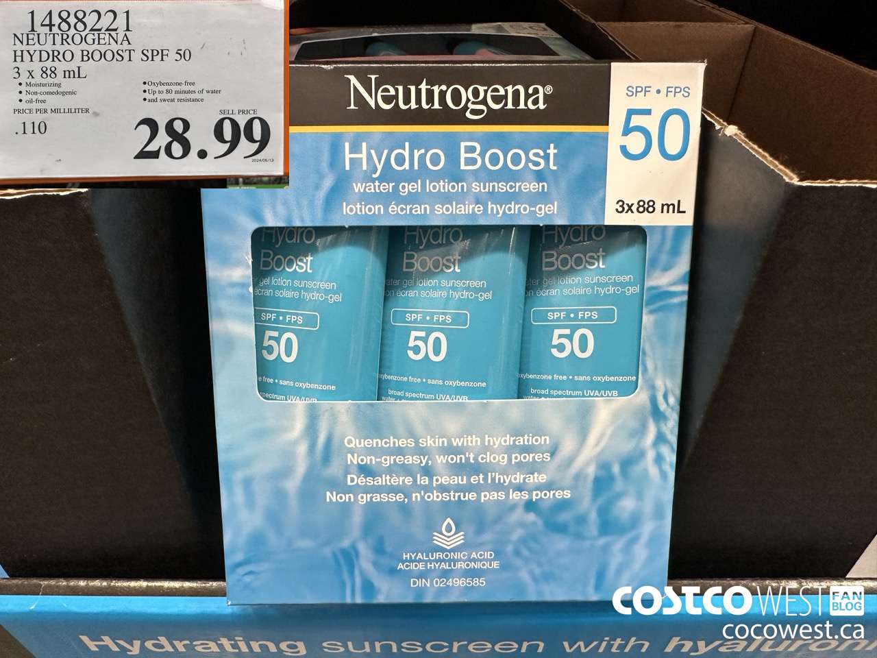 1488221 NEUTROGENA HYDROBOOST SPF 50 OXY-FREE 3 x 88 mL $28.99