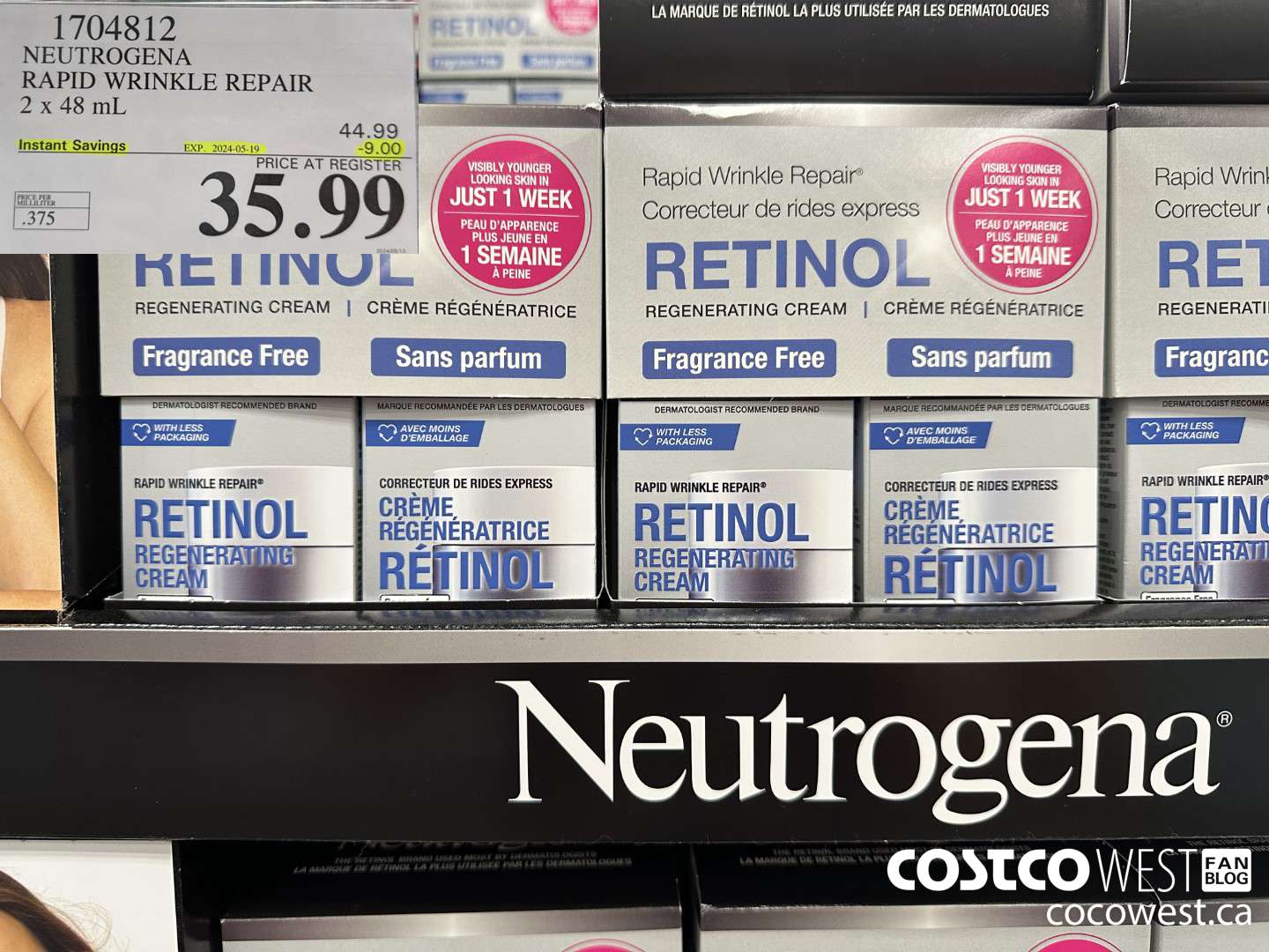 1704812 NEUTROGENA RAPID WRINKLE REPAIR 2 X 48ML ($9.00 INSTANT SAVINGS EXPIRES ON 2024-05-19) $35.99