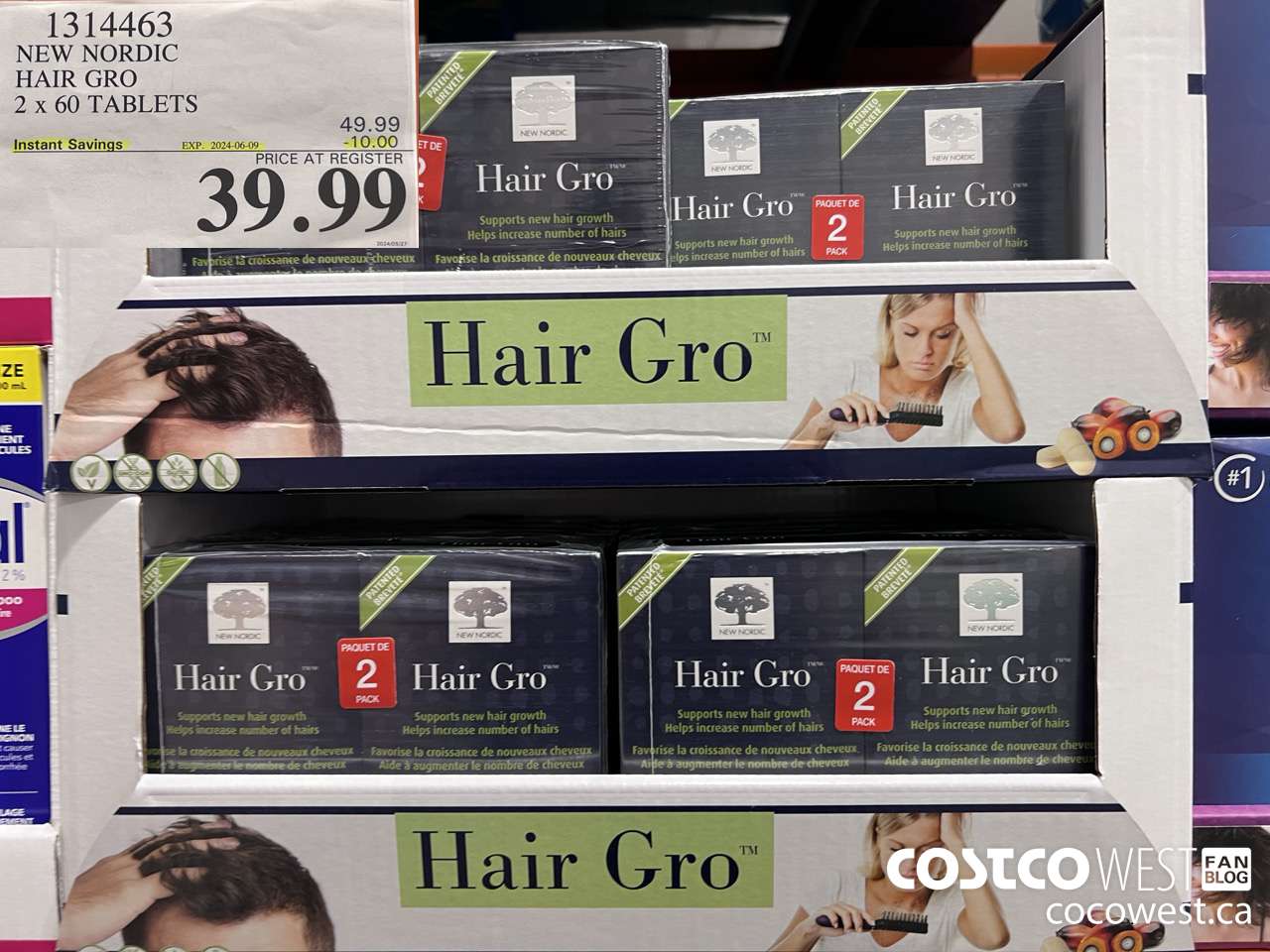 1314463 NEW NORDIC HAIR GRO 2 X 60 TABLETS ($10.00 INSTANT SAVINGS EXPIRES ON 2024-06-09) $39.99