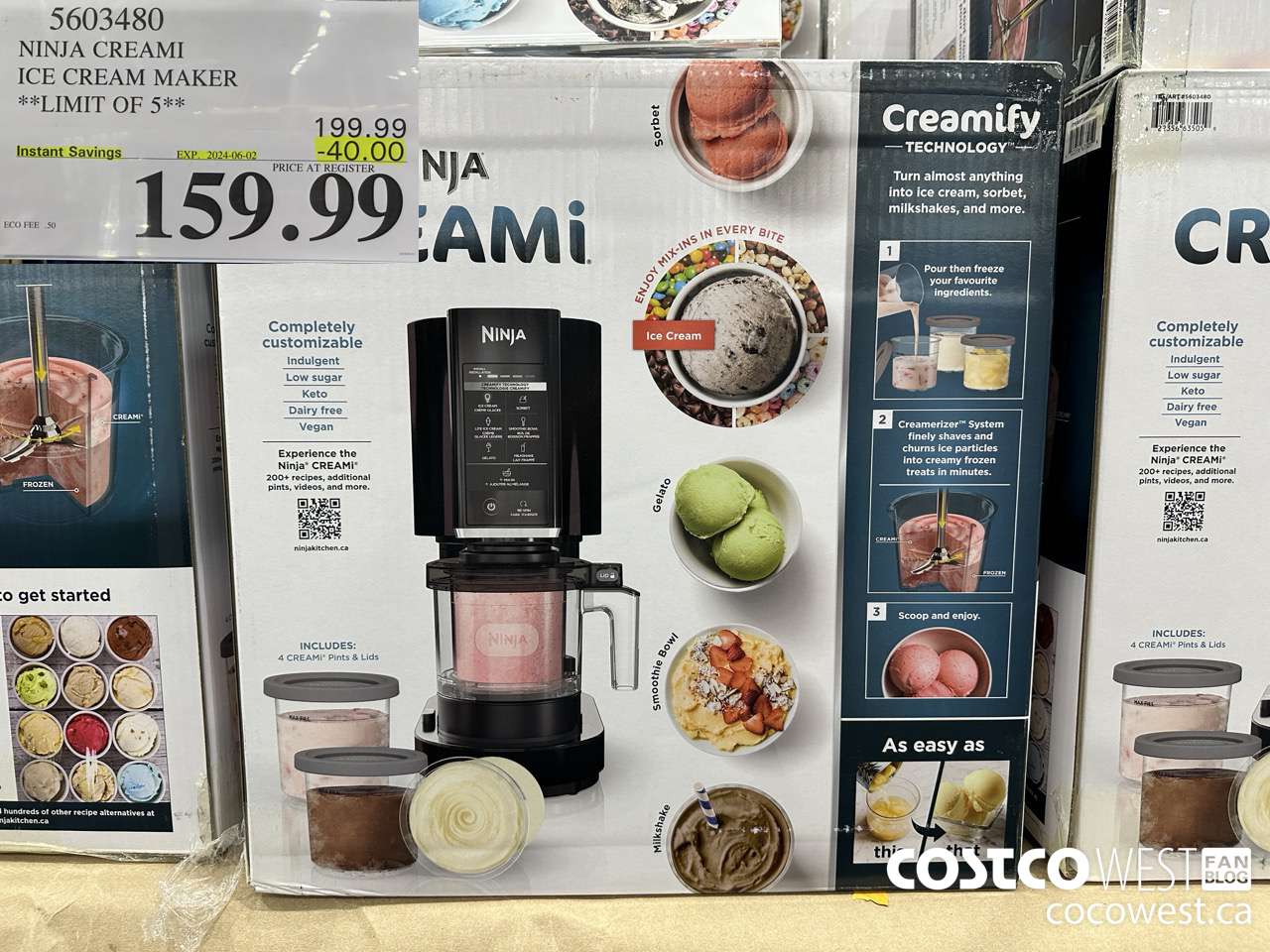 5603480 NINJA CREAMI ICE CREAM MAKER ($40.00 INSTANT SAVINGS EXPIRES ON 2024-06-02) $159.99