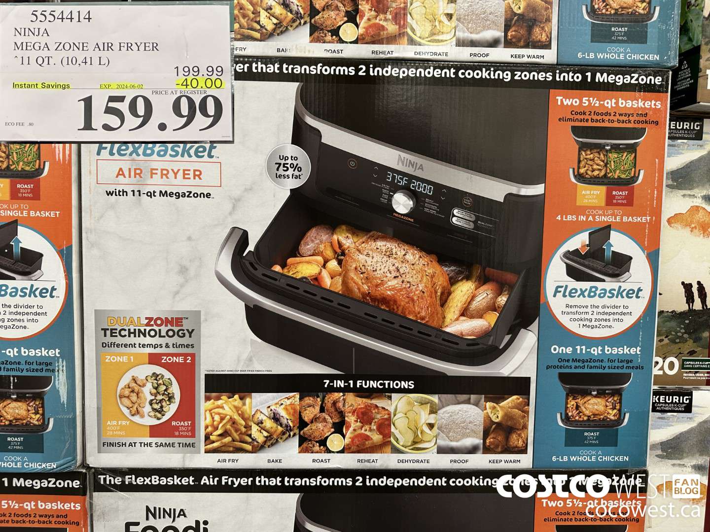 5554414 NINJA MEGA ZONE AIR FRYER 11 QT. (10,41 L) ($40.00 INSTANT SAVINGS EXPIRES ON 2024-06-02) $159.99