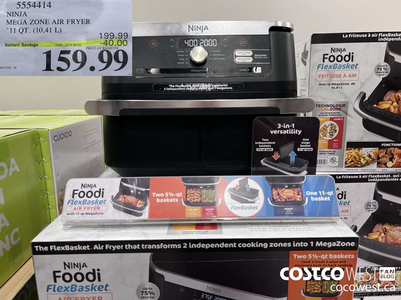 5554414 NINJA MEGA ZONE AIR FRYER 11 QT. (10,41 L) ($40.00 INSTANT SAVINGS EXPIRES ON 2024-06-02) $159.99