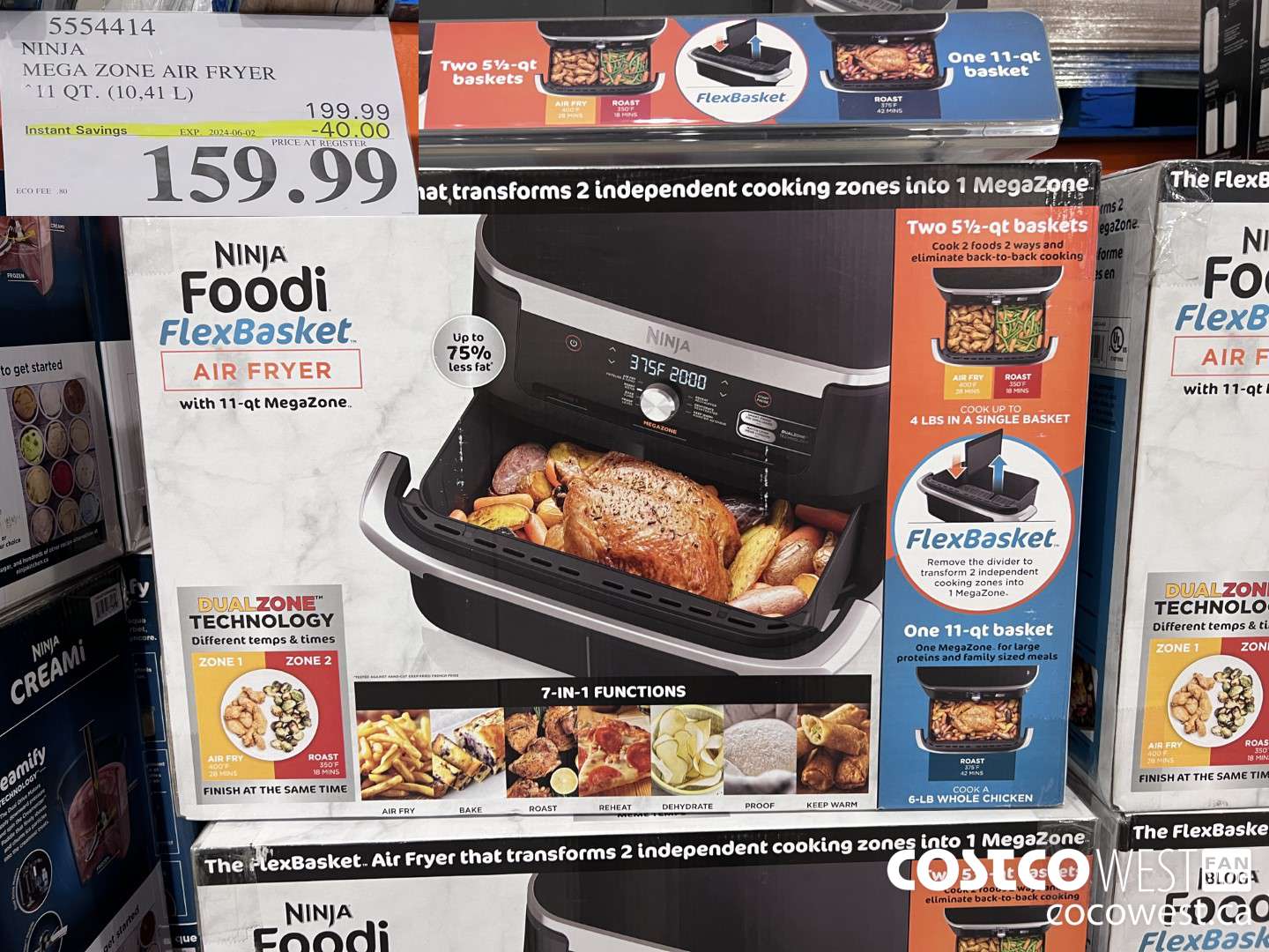 5554414 NINJA MEGA ZONE AIR FRYER 11 QT. (10,41 L) ($40.00 INSTANT SAVINGS EXPIRES ON 2024-06-02) $159.99