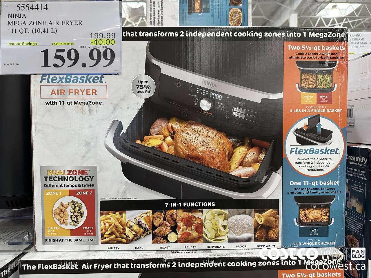 5554414 NINJA MEGA ZONE AIR FRYER 11 QT. (10,41 L) ($40.00 INSTANT SAVINGS EXPIRES ON 2024-06-02) $159.99