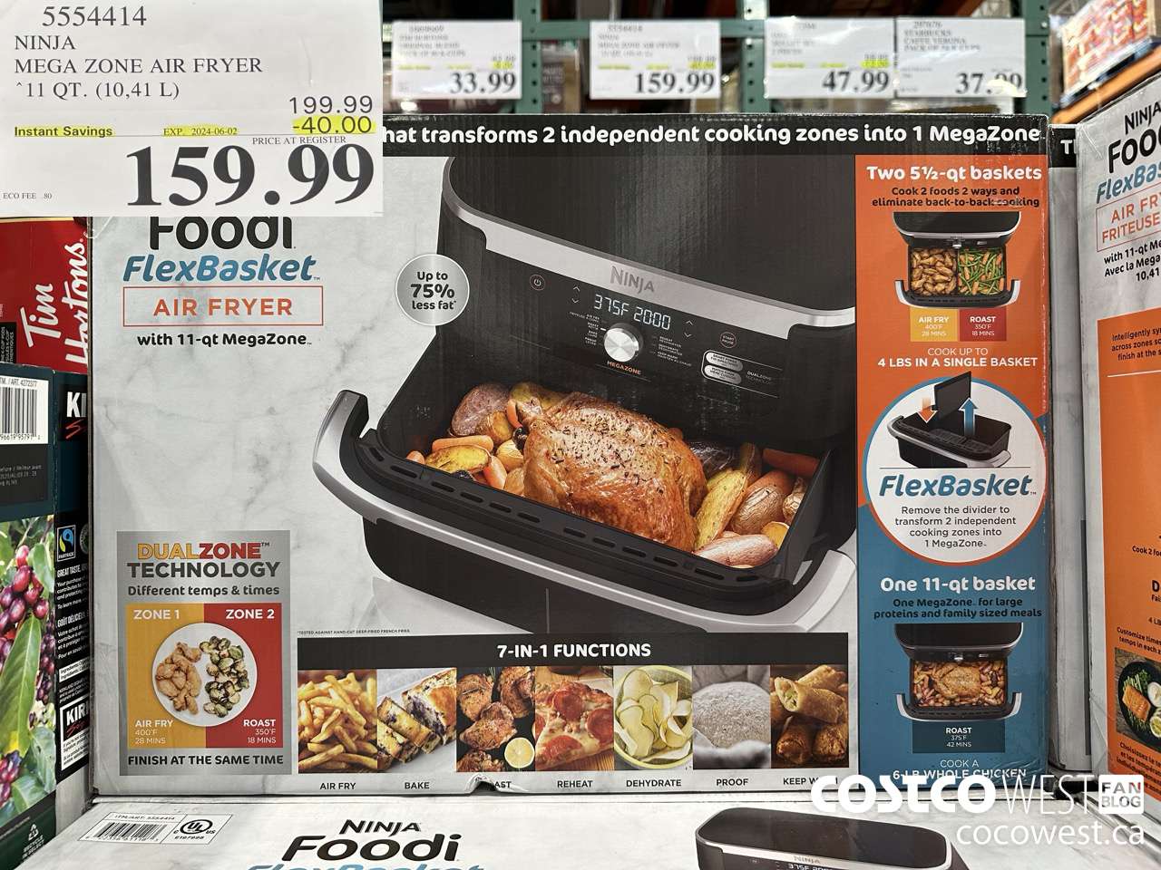 5554414 NINJA MEGA ZONE AIR FRYER 11 QT. (10,41 L) ($40.00 INSTANT SAVINGS EXPIRES ON 2024-06-02) $159.99