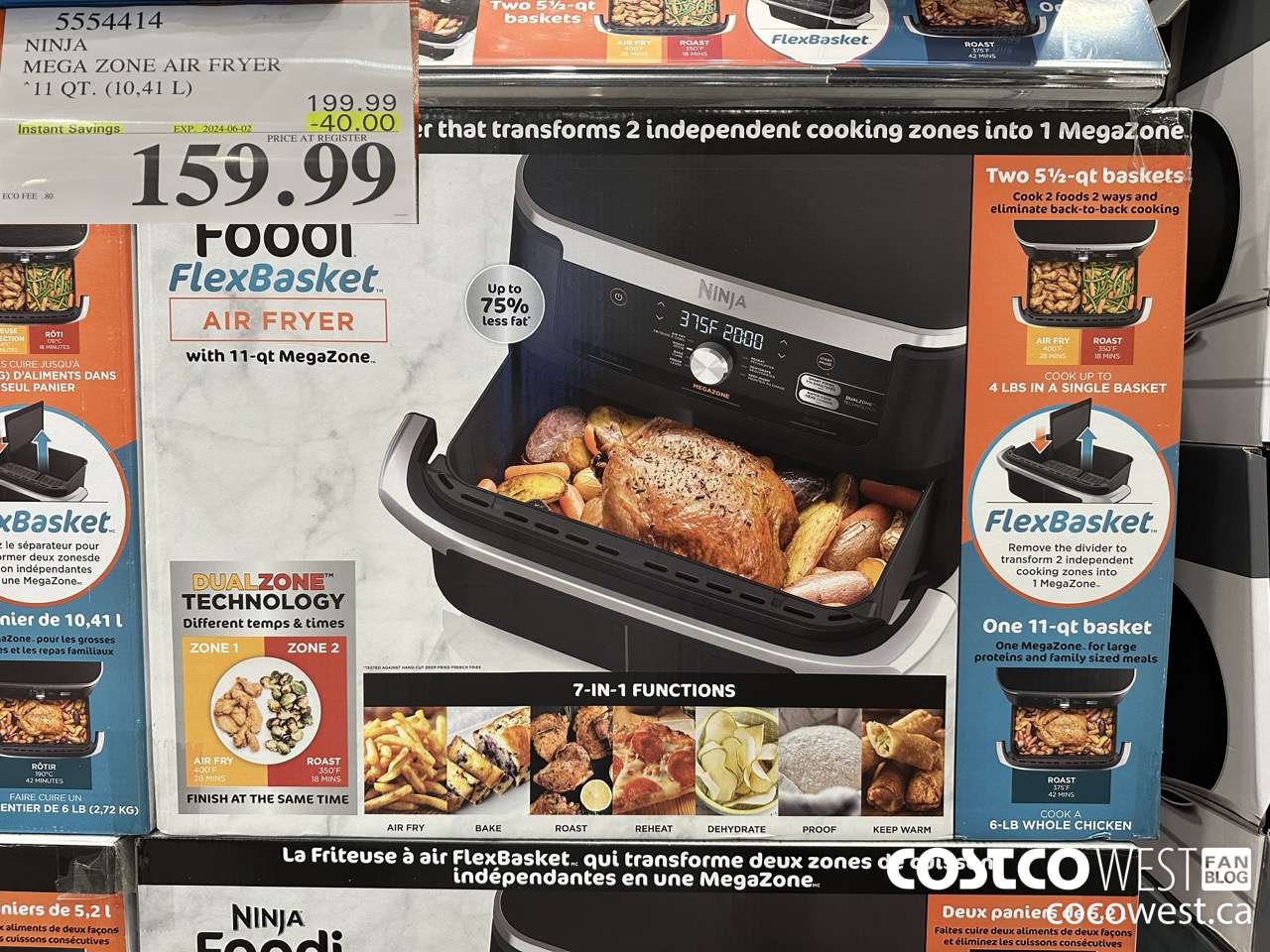 5554414 NINJA MEGA ZONE AIR FRYER 11 QT. (10,41 L) ($40.00 INSTANT SAVINGS EXPIRES ON 2024-06-02) $159.99
