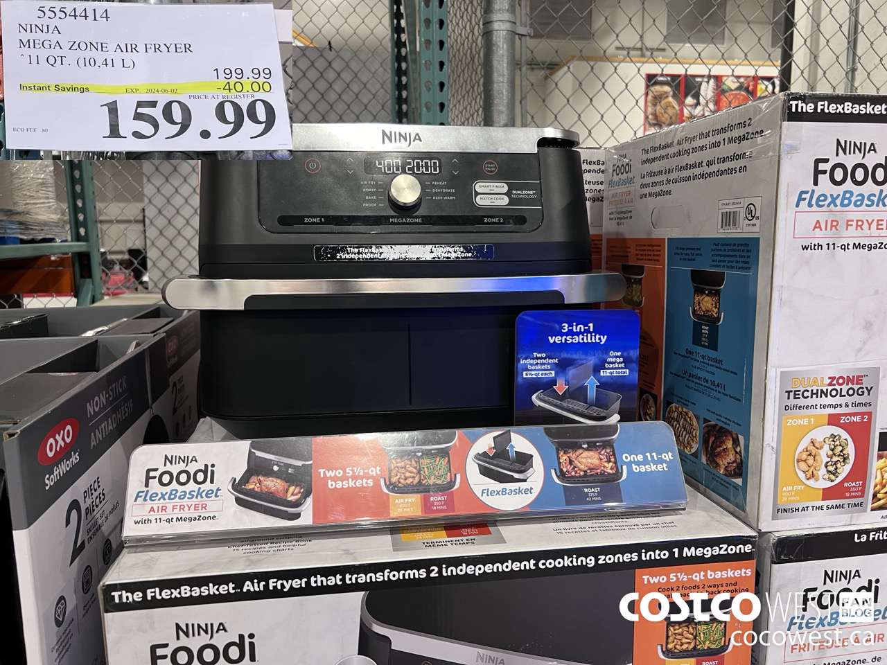 5554414 NINJA MEGA ZONE AIR FRYER 11 QT. (10,41 L) ($40.00 INSTANT SAVINGS EXPIRES ON 2024-06-02) $159.99