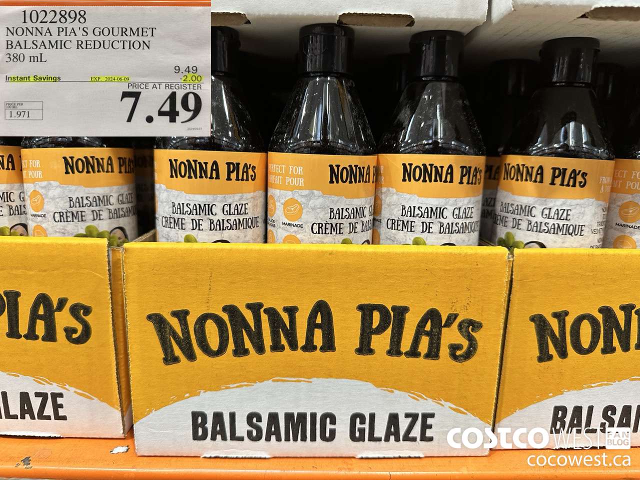 1022898 NONNA PIA'S GOURMET BALSAMIC REDUCTION 380 ML ($2.00 INSTANT SAVINGS EXPIRES ON 2024-06-09) $7.49
