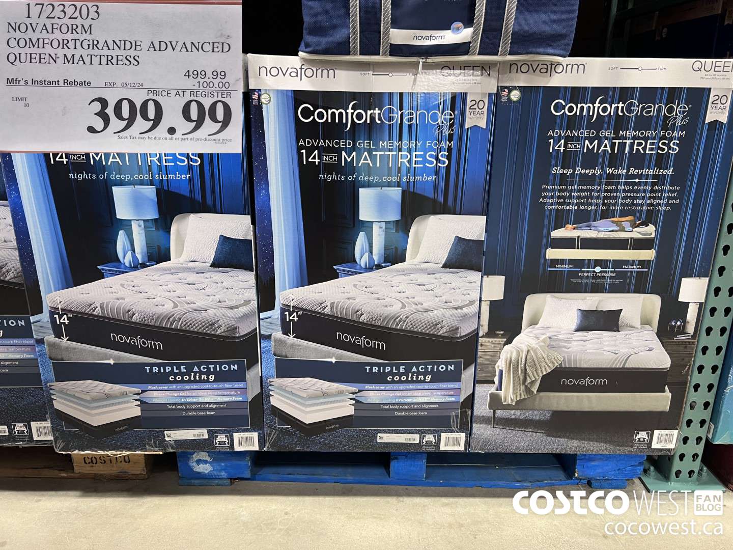 1723203 NOVAFORM CONFORTGRANDE ADVANCED QUEEN MATTRESS ($100.00 INSTANT SAVINGS EXPIRES ON 2024-05-12) $399.99