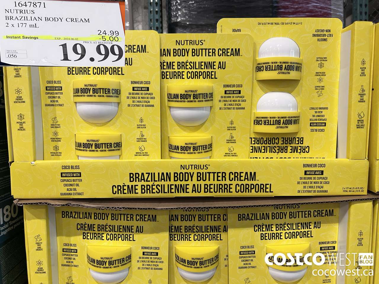 1647871 NUTRIUS BRAZILIAN BODY CREAM 2 X 177 ML ($5.00 INSTANT SAVINGS EXPIRES ON 2024-06-02) $19.99