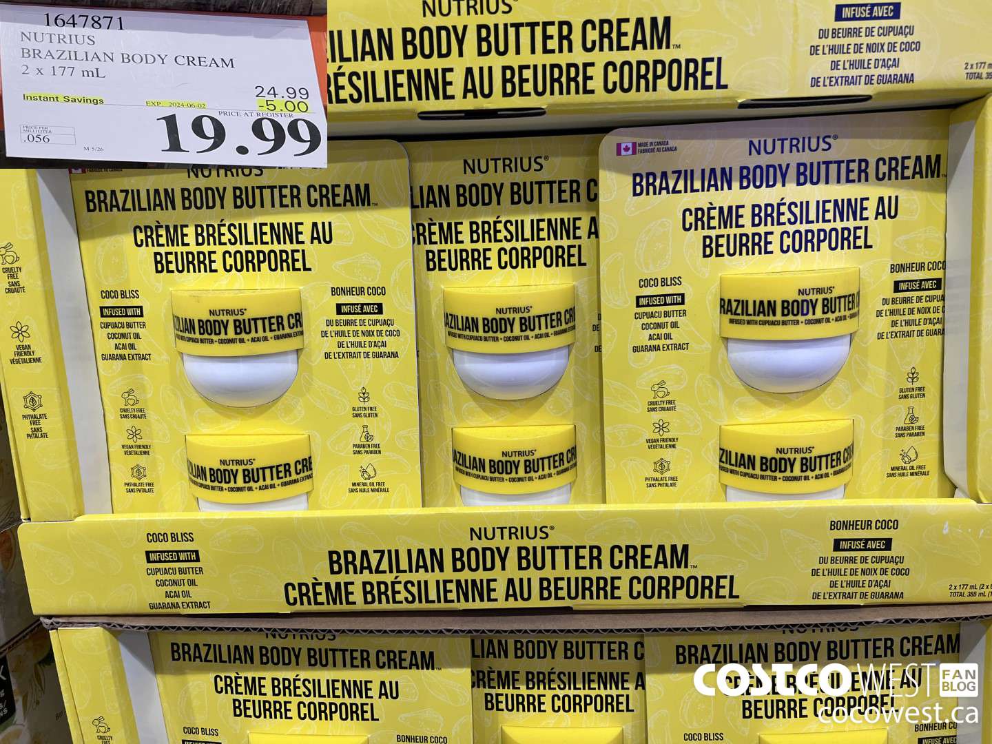 1647871 NUTRIUS BRAZILIAN BODY CREAM 2 X 177 ML ($5.00 INSTANT SAVINGS EXPIRES ON 2024-06-02) $19.99