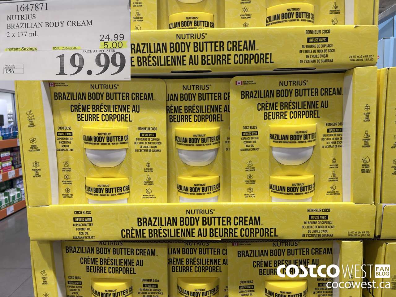 1647871 NUTRIUS BRAZILIAN BODY CREAM 2 X 177 ML ($5.00 INSTANT SAVINGS EXPIRES ON 2024-06-02) $19.99