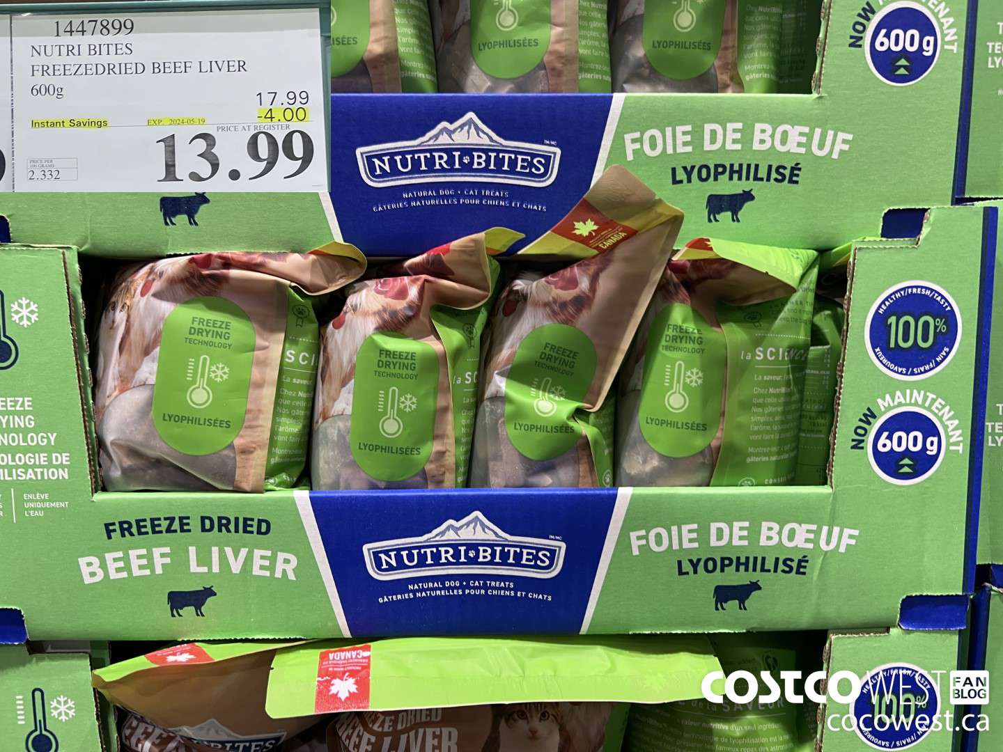 1447899 NUTRI BITES FREEZEDRIED BEEF LIVER 600g ($4.00 INSTANT SAVINGS EXPIRES ON 2024-05-19) $13.99