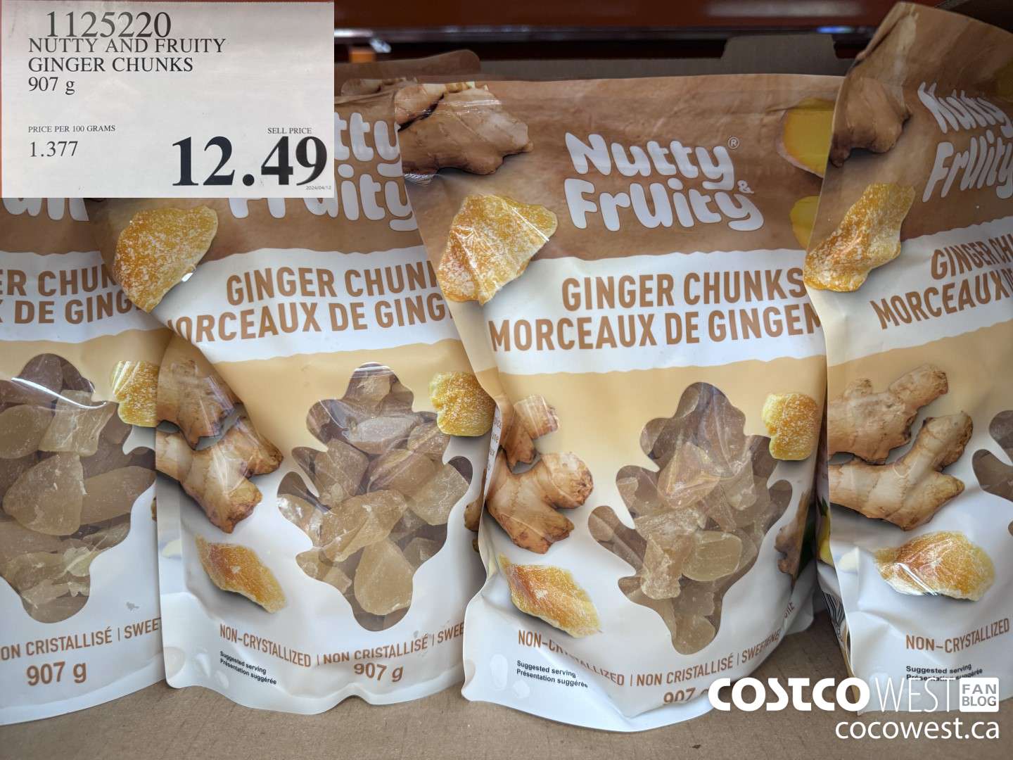 1125220 NUTTY AND FRUITY GINGER CHUNKS 907 G $12.49
