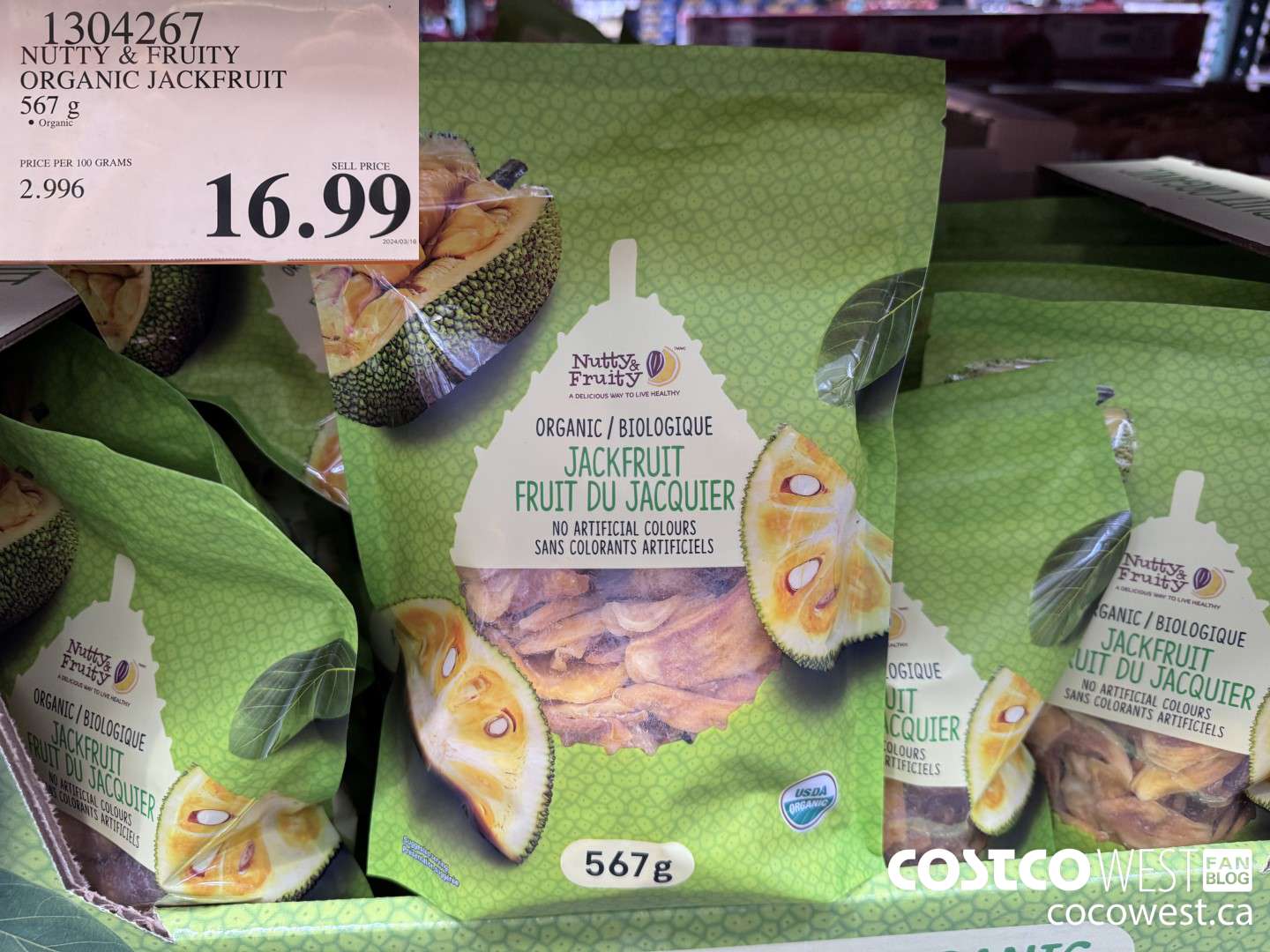 1304267 NUTTY & FRUITY ORGANIC JACKFRUIT 567 G $16.99