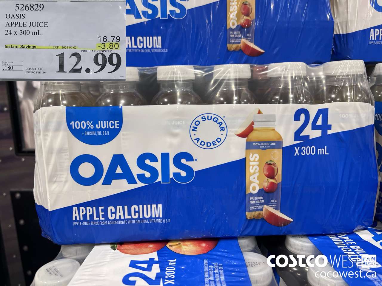526829 OASIS APPLE JUICE 24 x 300 mL ($3.80 INSTANT SAVINGS EXPIRES ON 2024-06-02) $12.99