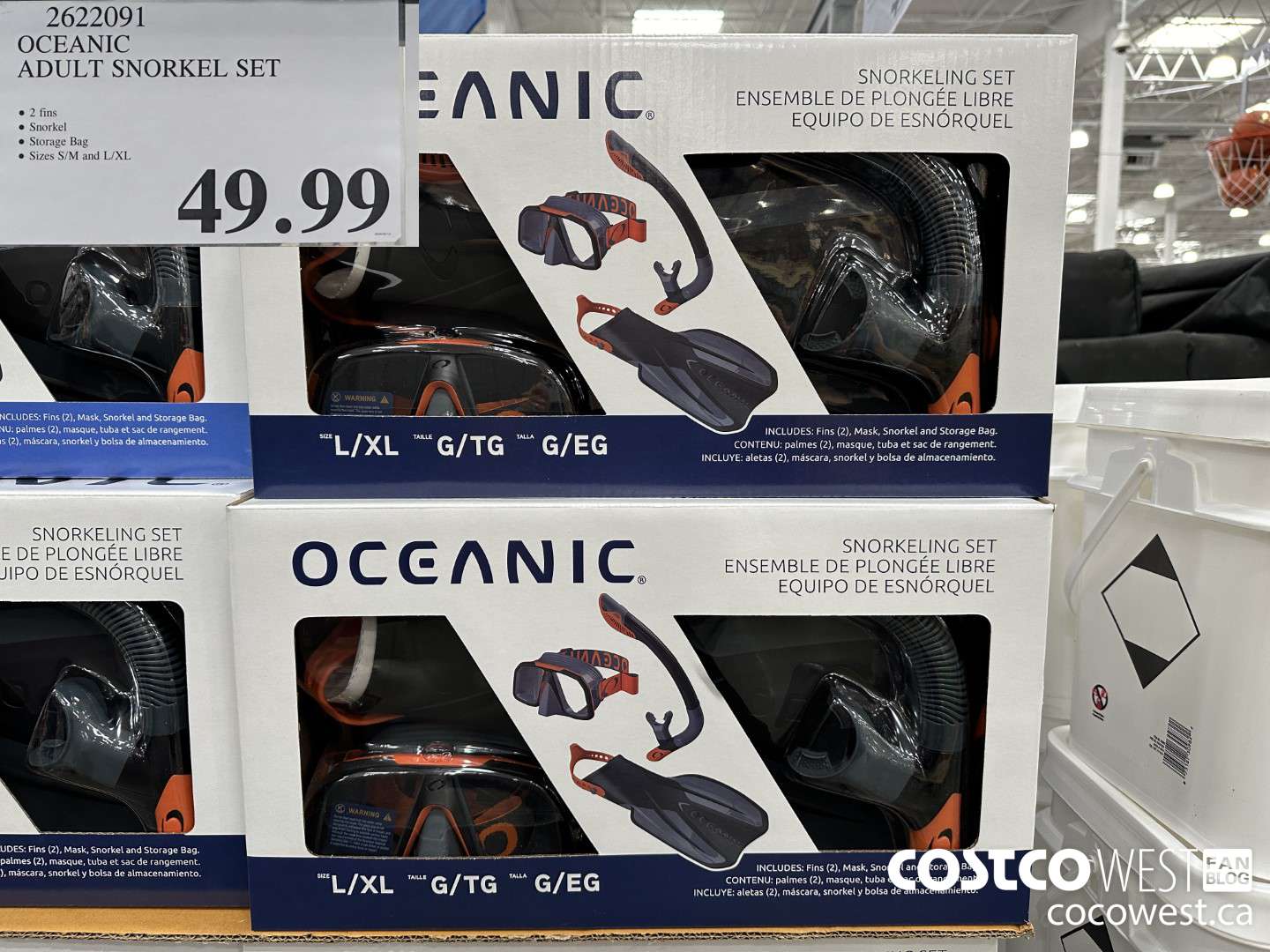 2622091 OCEANIC ADULT SNORKEL SET $49.99