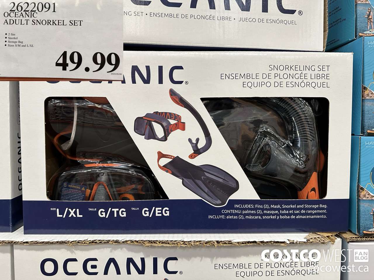 2622091 OCEANIC ADULT SNORKEL SET $49.99