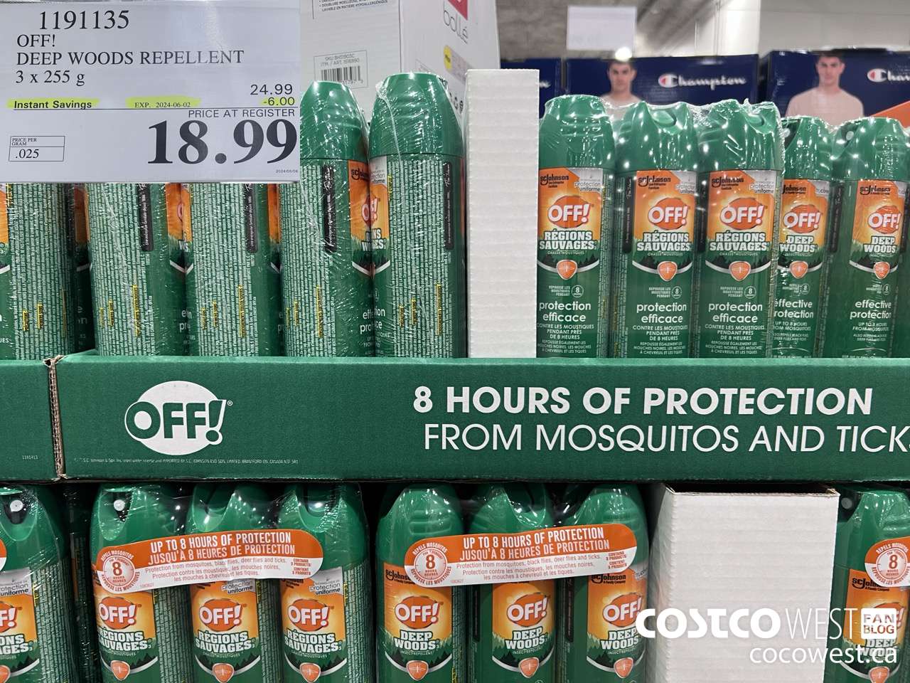 1191135 OFF! DEEP WOODS INSECT REPELLENT 3 x 255 g ($6.00 INSTANT SAVINGS EXPIRES ON 2024-06-02) $18.99