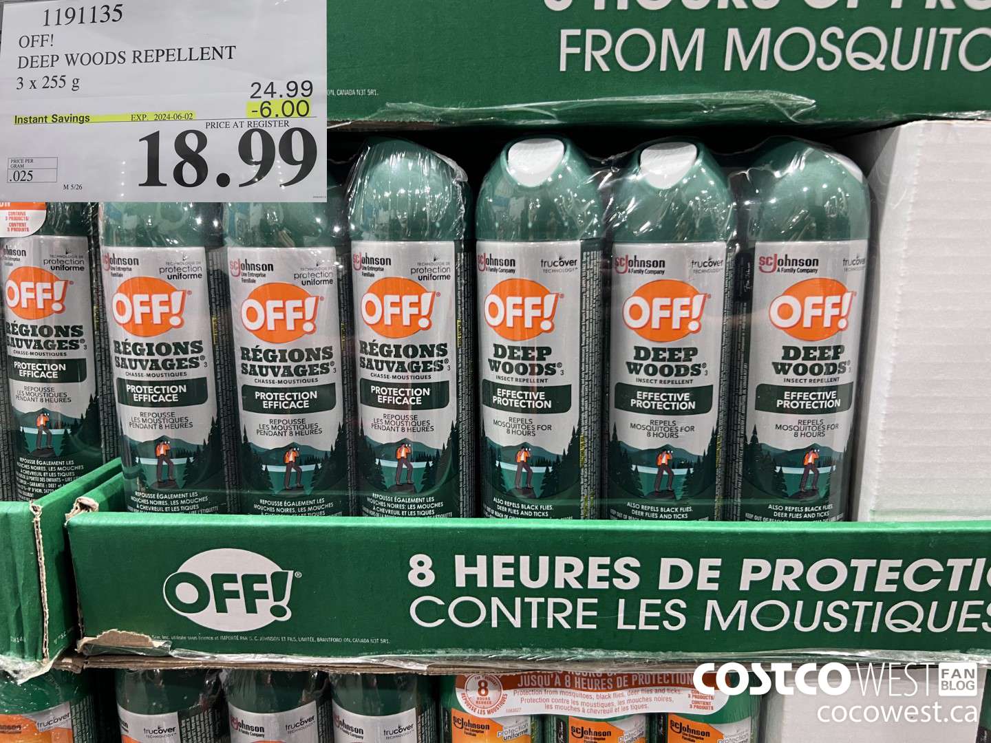 1191135 OFF! DEEP WOODS INSECT REPELLENT 3 x 255 g ($6.00 INSTANT SAVINGS EXPIRES ON 2024-06-02) $18.99