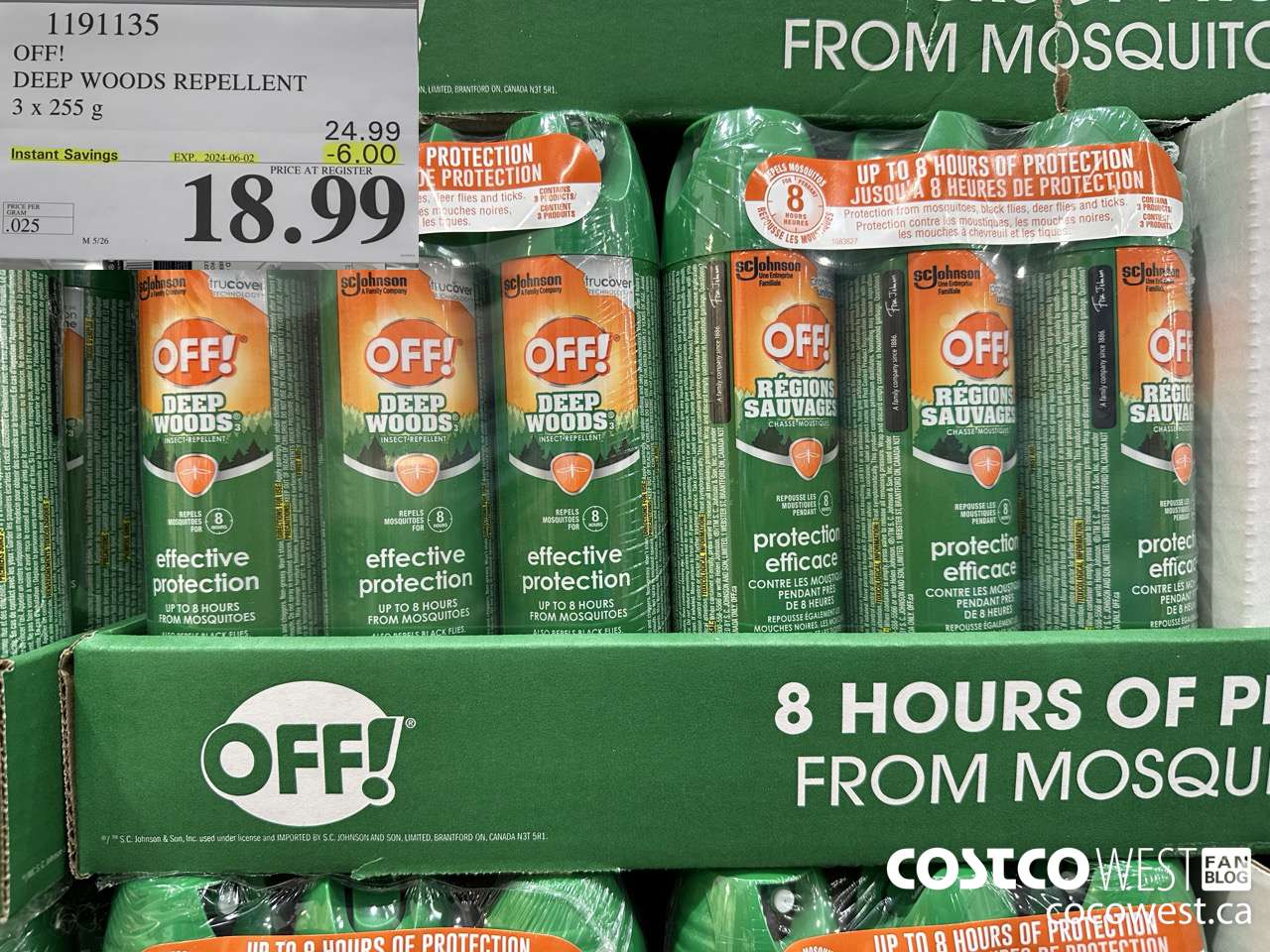1191135 OFF! DEEP WOODS INSECT REPELLENT 3 x 255 g ($6.00 INSTANT SAVINGS EXPIRES ON 2024-06-02) $18.99