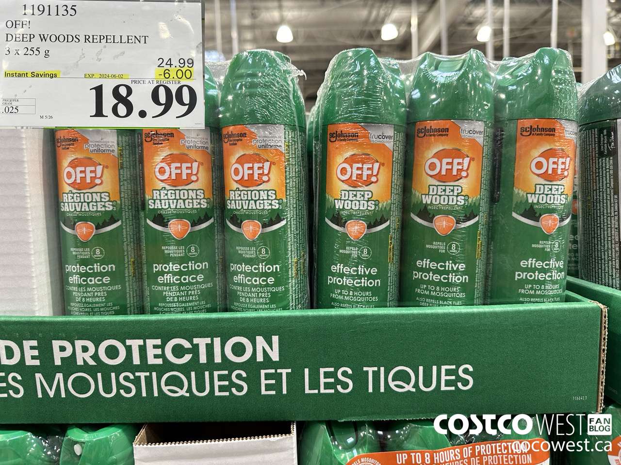 1191135 OFF! DEEP WOODS INSECT REPELLENT 3 x 255 g ($6.00 INSTANT SAVINGS EXPIRES ON 2024-06-02) $18.99