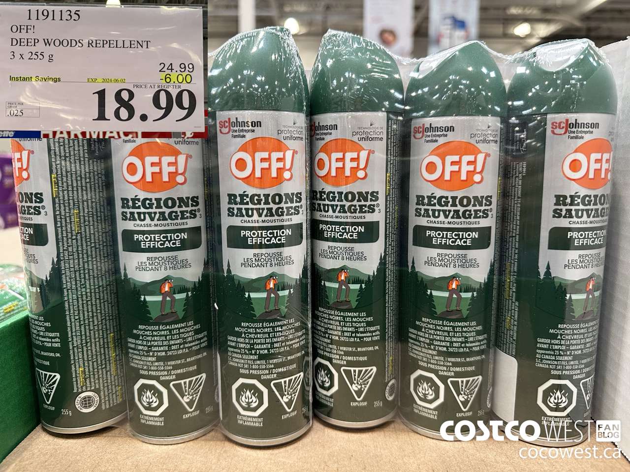 1191135 OFF! DEEP WOODS INSECT REPELLENT 3 x 255 g ($6.00 INSTANT SAVINGS EXPIRES ON 2024-06-02) $18.99