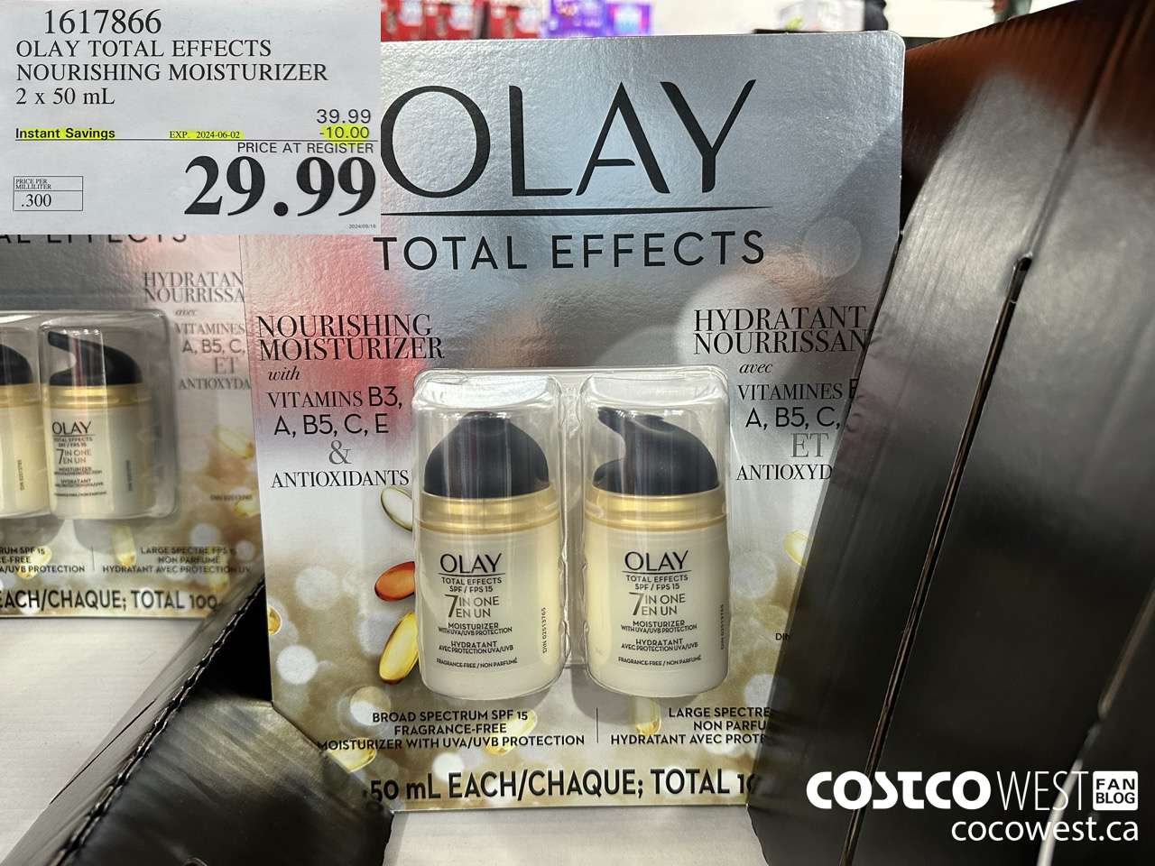 1617866 OLAY TOTAL EFFECTS ANTI-AGING MOISTURIZER 2 X 50 ML ($10.00 INSTANT SAVINGS EXPIRES ON 2024-06-02) $29.99