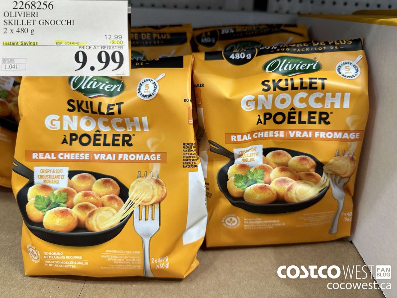 2268256 OLIVIERI SKILLET GNOCCHI 2 X 480G ($3.00 INSTANT SAVINGS EXPIRES ON 2024-06-02) $9.99