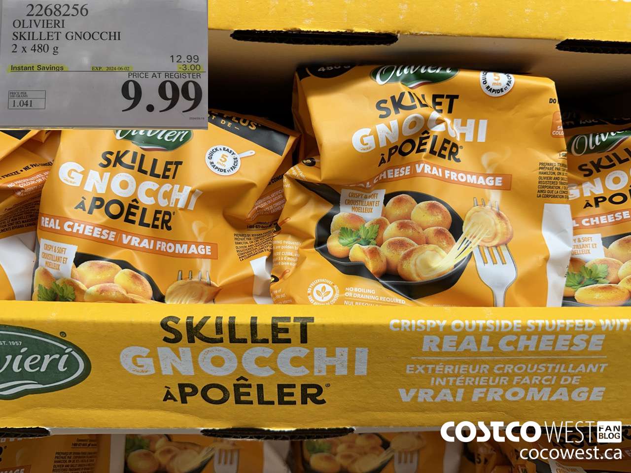 2268256 OLIVIERI SKILLET GNOCCHI 2 X 480G ($3.00 INSTANT SAVINGS EXPIRES ON 2024-06-02) $9.99