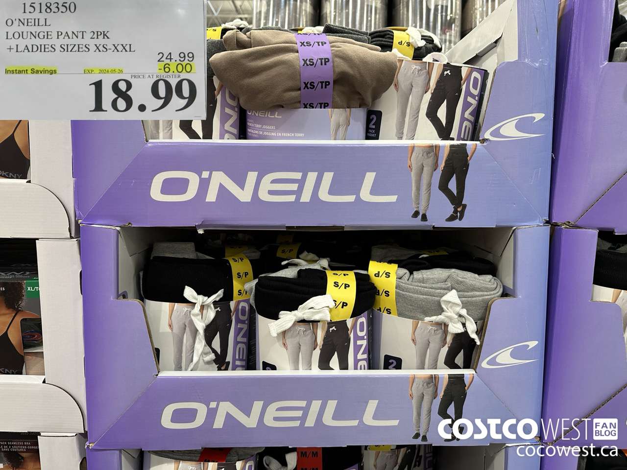 1518350 O'NEILL LOUNGE PANT 2PK LADIES SIZES XS-XXL ($6.00 INSTANT SAVINGS EXPIRES ON 2024-05-26) $18.99