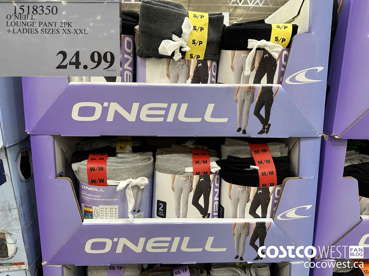 1518350 O'NEILL LOUNGE PANT 2PK LADIES SIZES XS-XXL $24.99