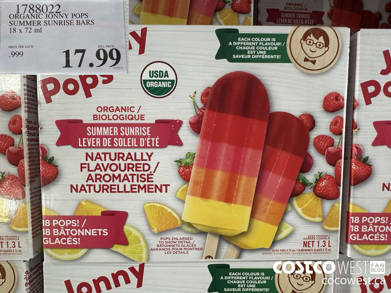 1788022 ORGANIC JONNY POPS SUMMER SUNRISE BARS 18 X 72ML $17.99