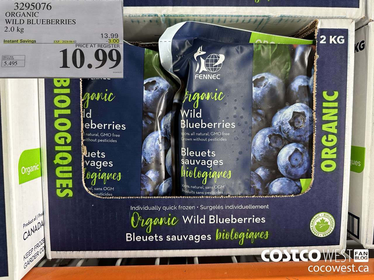 3295076 ORGANIC WILD BLUEBERRIES 2.0KG ($3.00 INSTANT SAVINGS EXPIRES ON 2024-06-02) $10.99