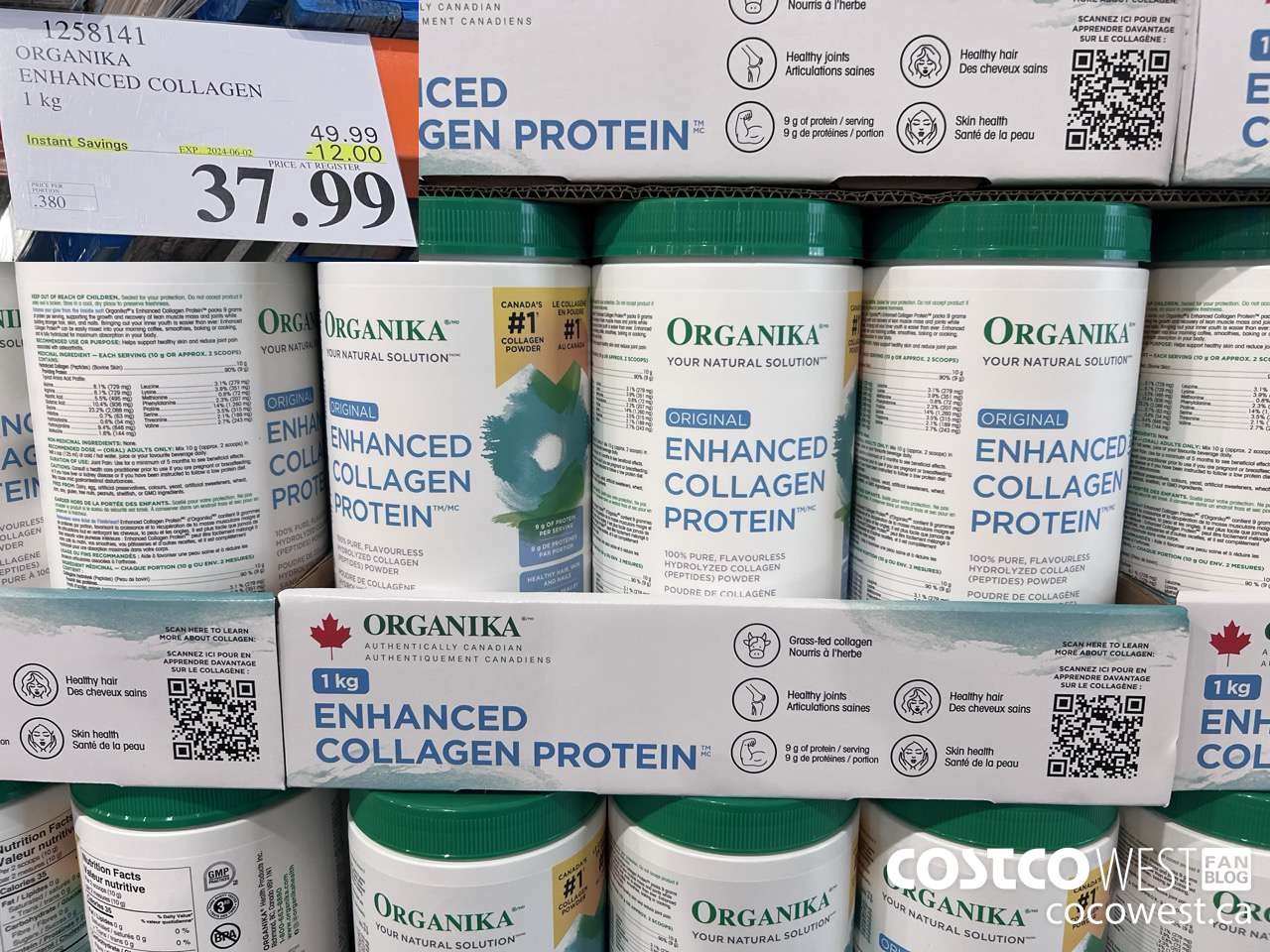 1258141 ORGANIKA ENHANCED COLLAGEN 1 kg ($12.00 INSTANT SAVINGS EXPIRES ON 2024-06-02) $37.99