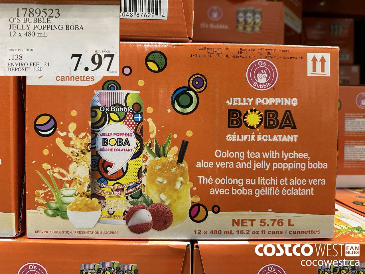 1789523 O'S BUBBLE JELLY POPPING BOBA 12 X 480 ML $7.97