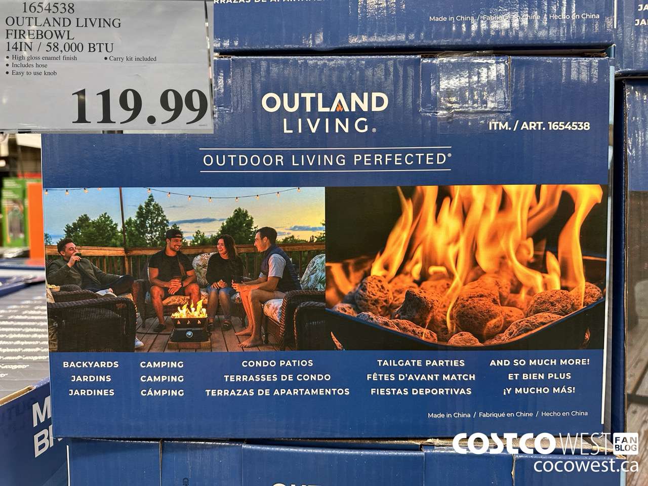1654538 OUTLAND LIVING FIREBOWL 14IN / 58,000 BTU $119.99
