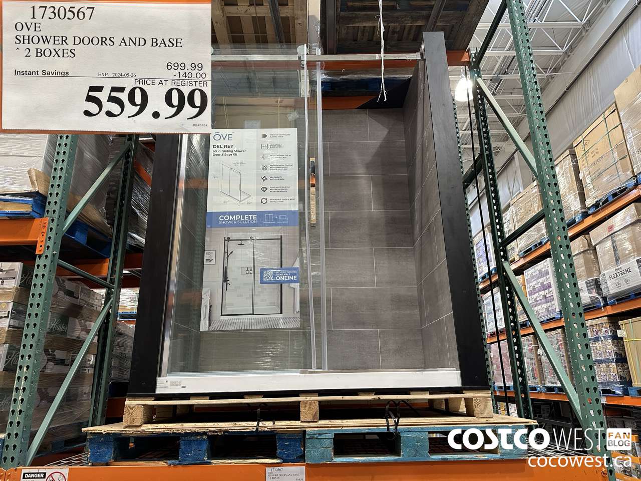 1730567 OVE SHOWER DOORS AND BASE 2 BOXES ($140.00 INSTANT SAVINGS EXPIRES ON 2024-05-26) $559.99
