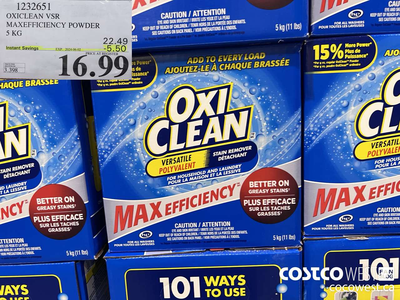 1232651 OXICLEAN VSR MAXEFFICIENCY POWDER 5 KG ($5.50 INSTANT SAVINGS EXPIRES ON 2024-06-02) $16.99