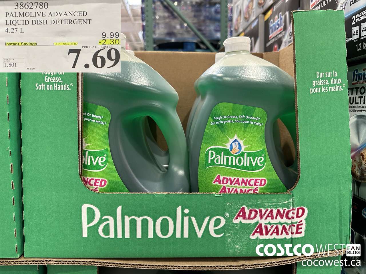 3862780 PALMOLIVE ADVANCED LIQUID DISH DETERGENT 4.27 L ($2.30 INSTANT SAVINGS EXPIRES ON 2024-06-09) $7.69