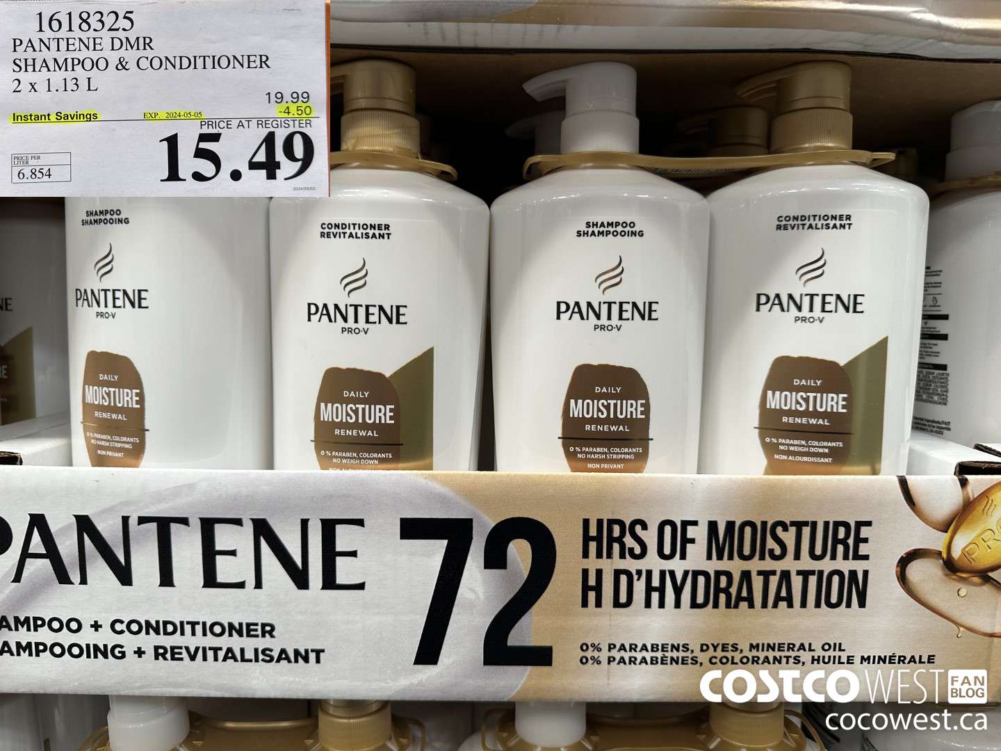 1618325 PANTENE DMR SHAMPOO/CONDIRIONER 2 x 1.13 L ($4.50 INSTANT SAVINGS EXPIRES ON 2024-05-05) $15.49