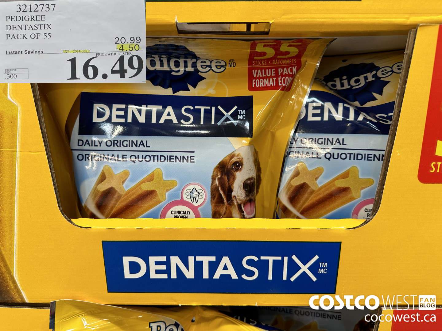 3212737 PEDIGREE DENTASTIX PACK OF 55 ($4.50 INSTANT SAVINGS EXPIRES ON 2024-05-05) $16.49