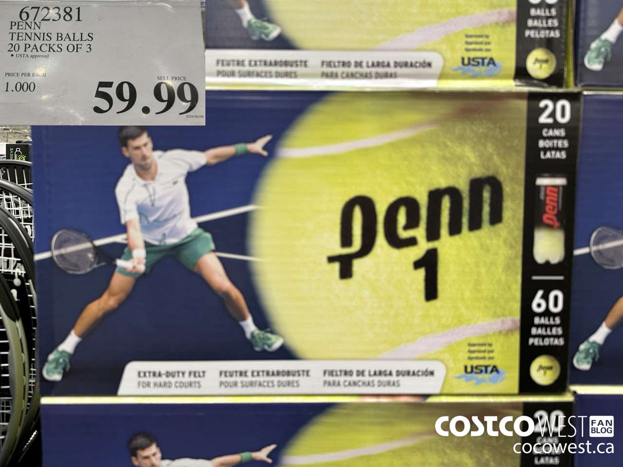 672381 PENN TENNIS BALLS 20 PACKS OF 3 $59.99
