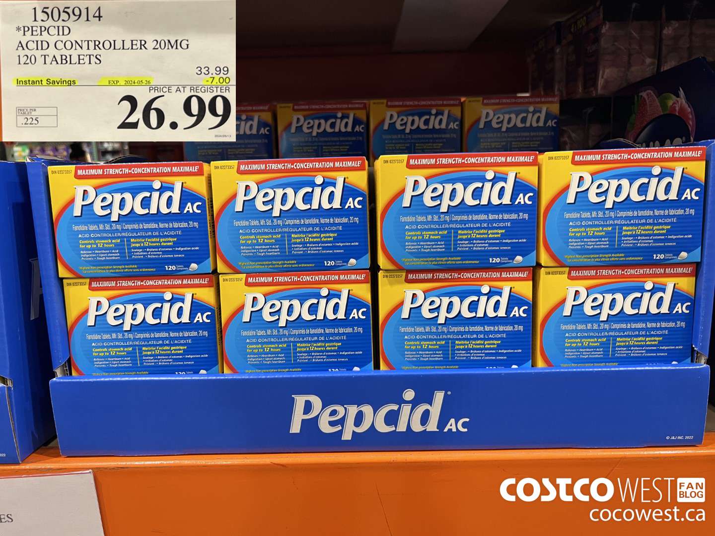 1505914 PEPCID ACID CONTROLLER 20MG 120 TABLETS ($7.00 INSTANT SAVINGS EXPIRES ON 2024-05-26) $26.99