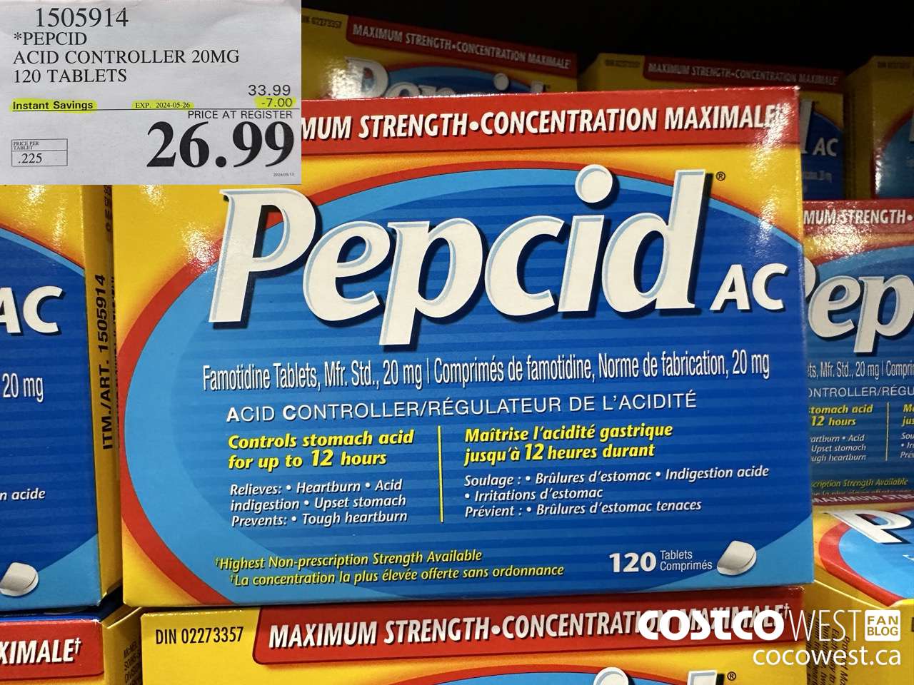 1505914 PEPCID ACID CONTROLLER 20MG 120 TABLETS ($7.00 INSTANT SAVINGS EXPIRES ON 2024-05-26) $26.99