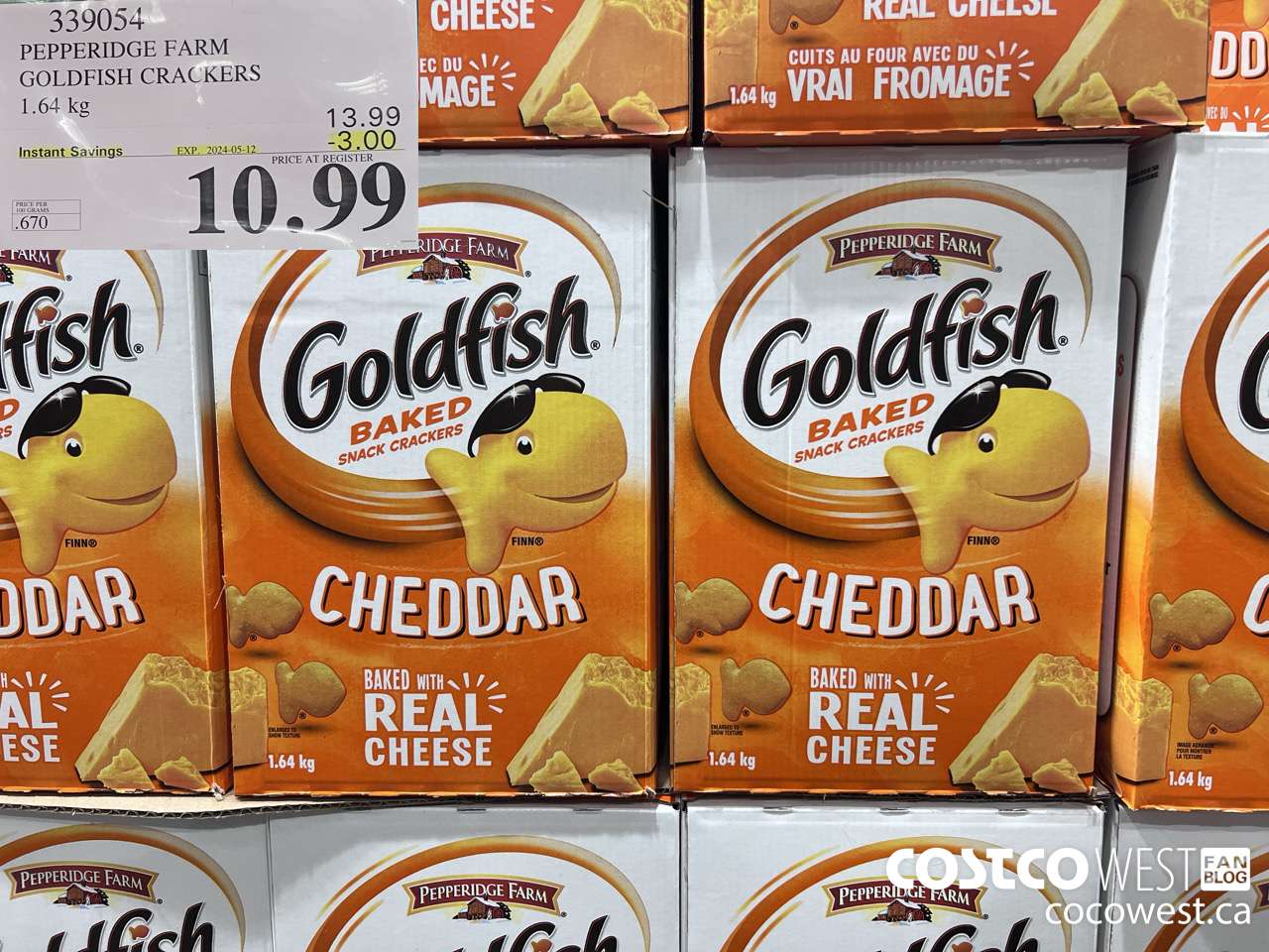339054 PEPPERIDGE FARM GOLDFISH CRACKERS 1.64 kg ($3.00 INSTANT SAVINGS EXPIRES ON 2024-05-12) $10.99