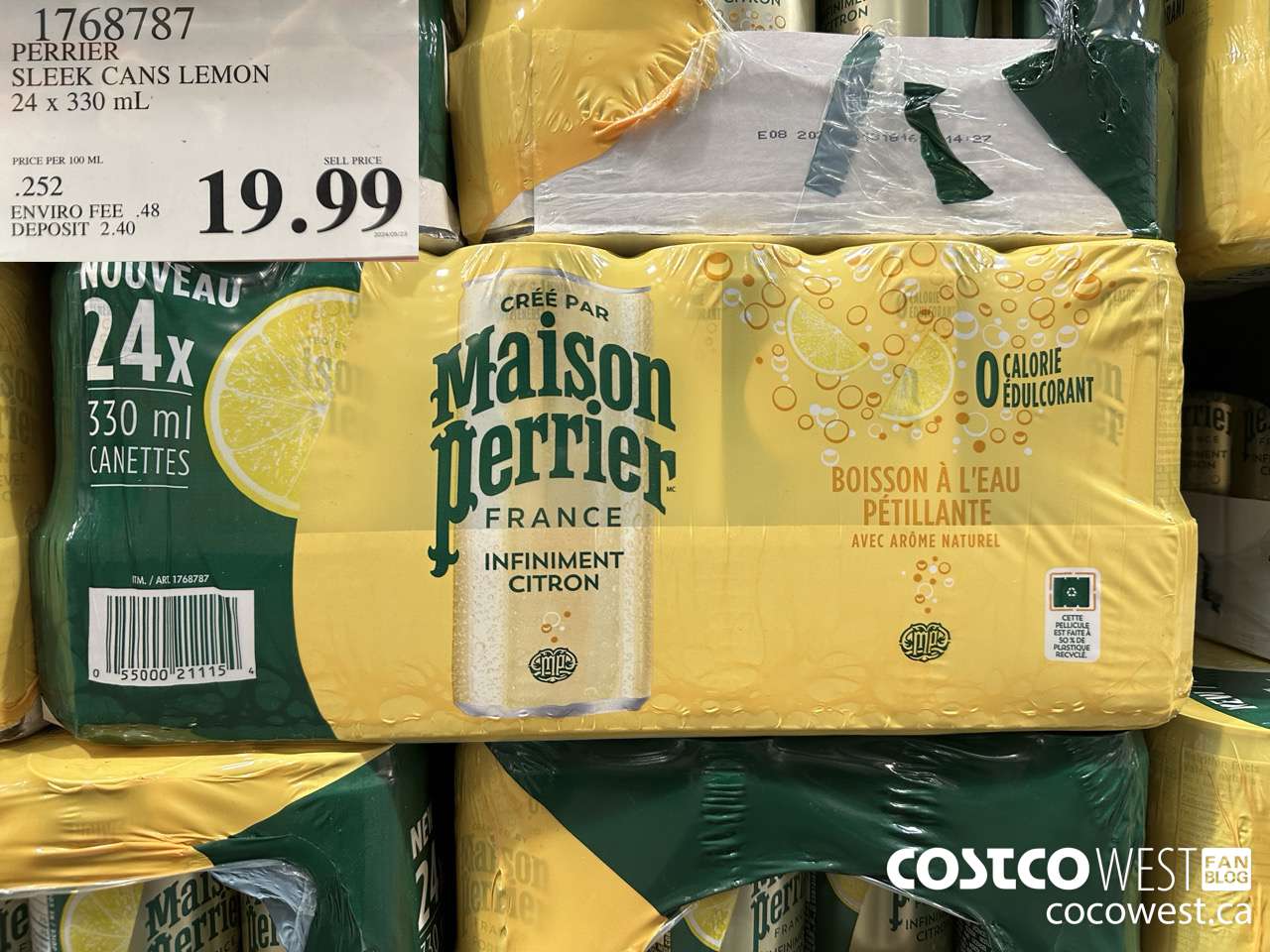 1768787 PERRIER SLEEK CANS LEMON 24 X 330ML $19.99