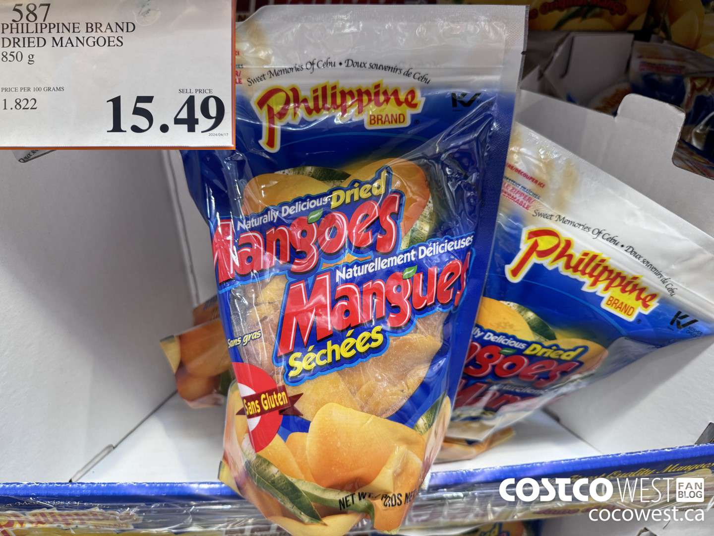 587 PHILIPPINE BRAND DRIED MANGOES 850 g $15.49