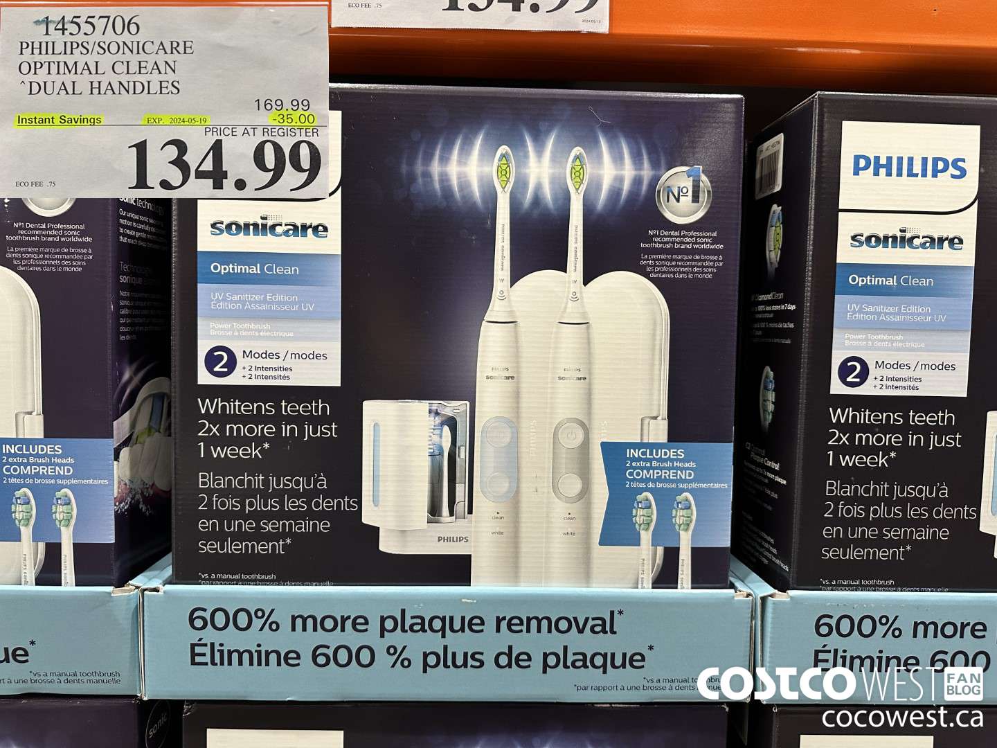 1455706 PHILIPS/SONICARE OPTIMAL CLEAN DUAL HANDLES ($35.00 INSTANT SAVINGS EXPIRES ON 2024-05-19) $134.99